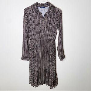 Lola Italy Pleated Midi Length Shirt Dress Large